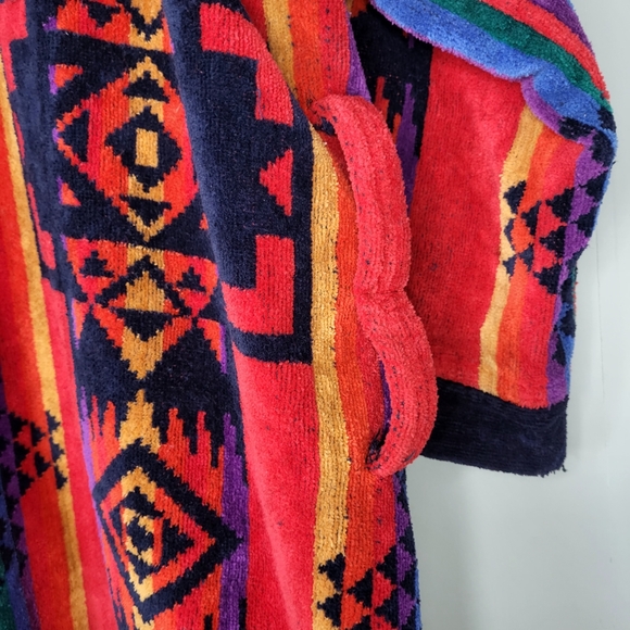 Vintage Ash Creek Trading Aztec Tribal Cotton Terry Cloth Robe One Size - Picture 9 of 9